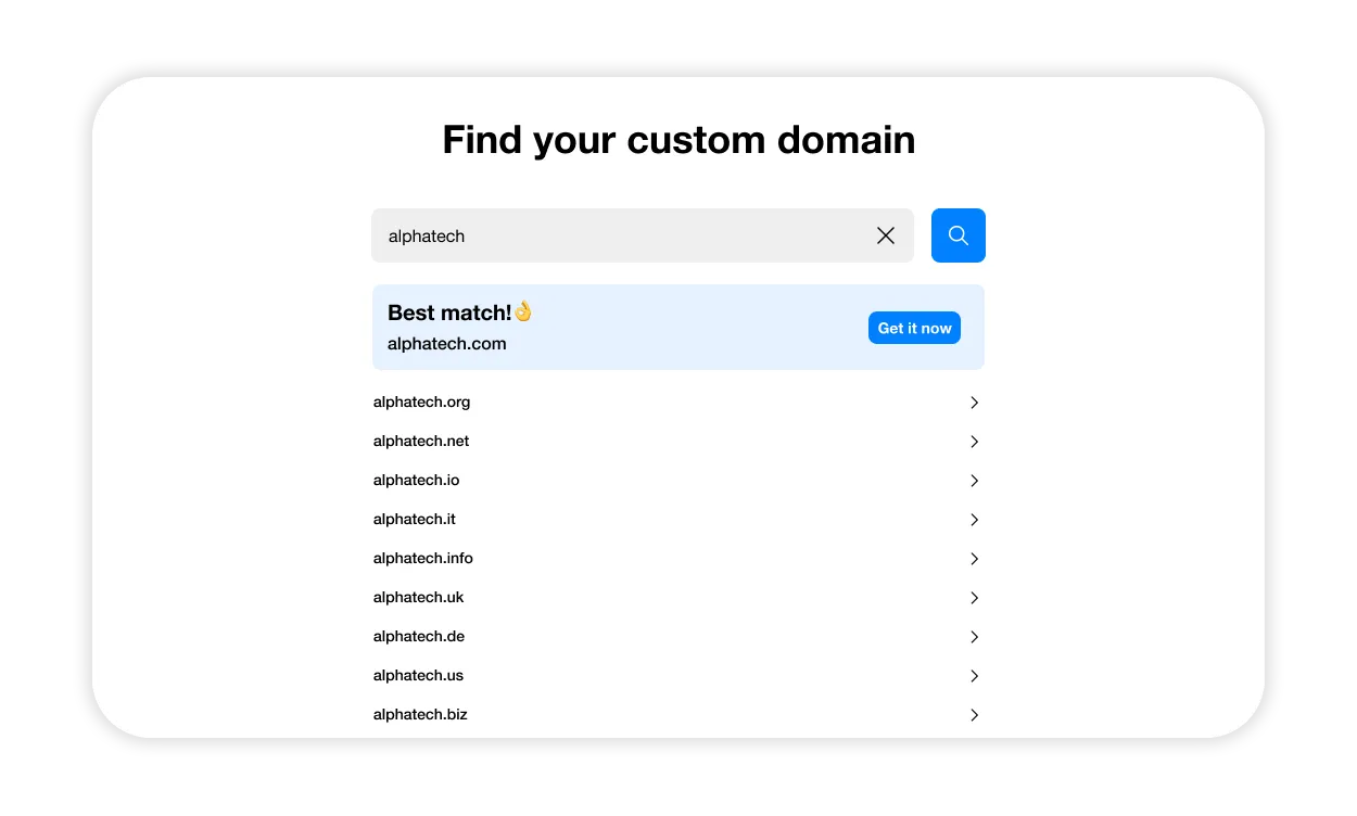 Find your cutom domain from list