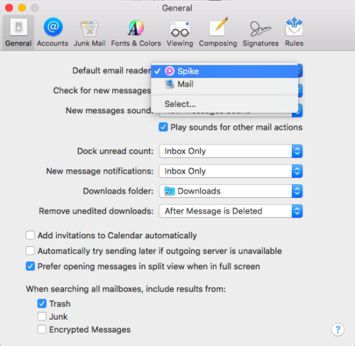 in mac mail make one email account be primary for sending mail