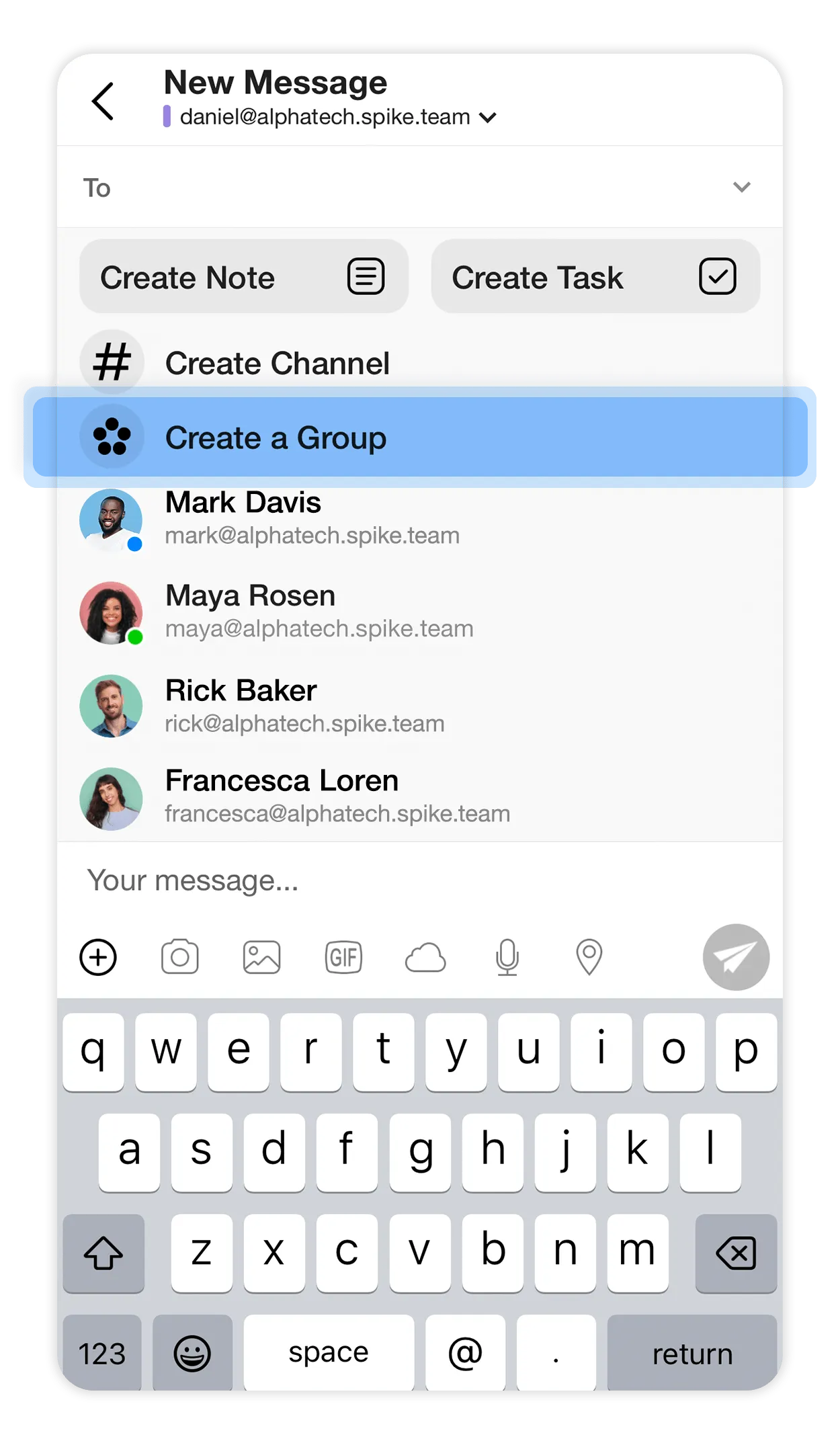 create group mobile