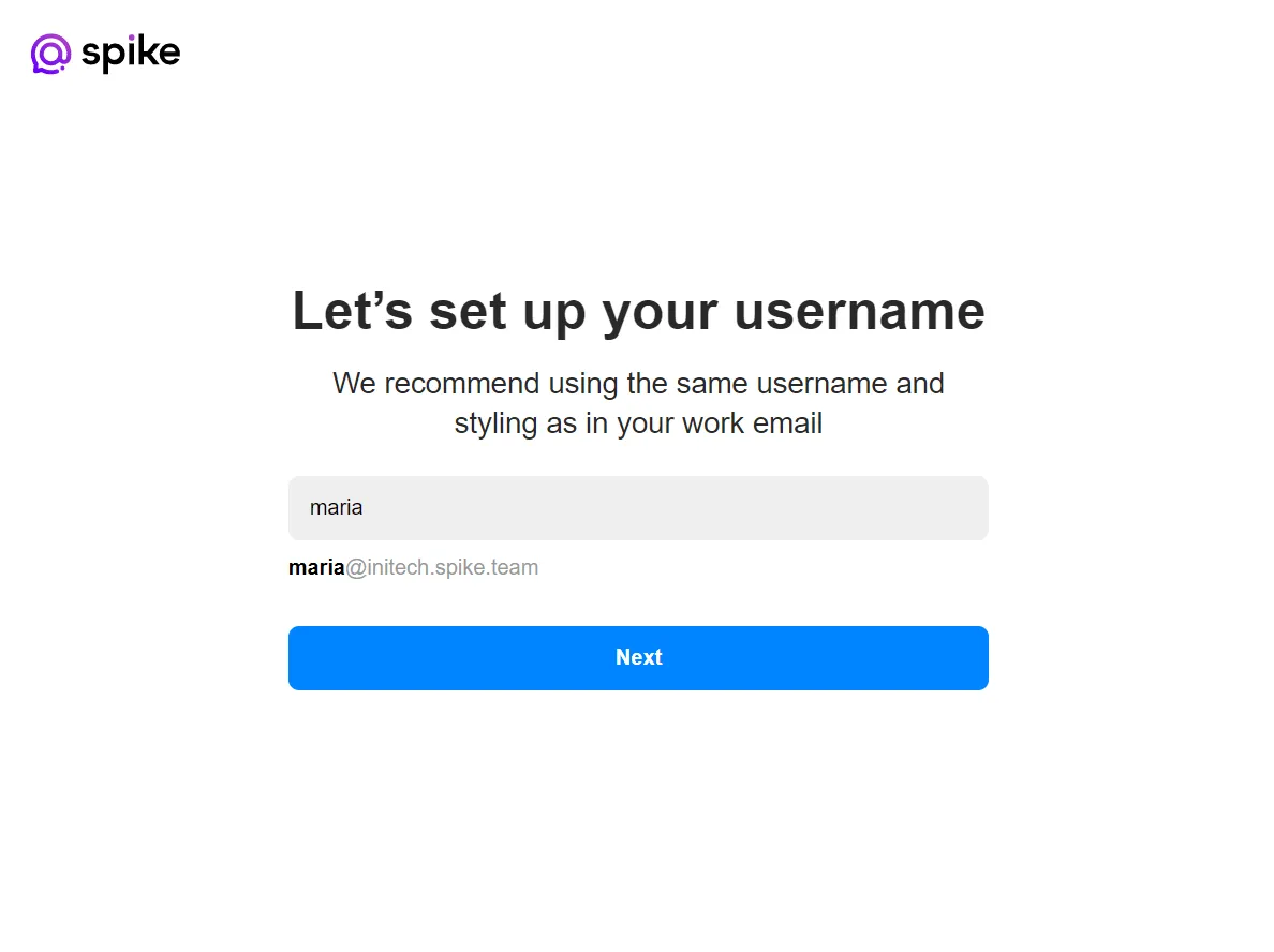 username setup